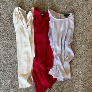 Express Trio of Cream, Red, and White Tops